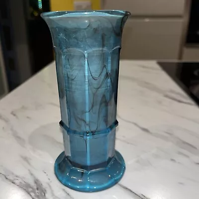 Buy George Davidson Art Deco Rare Marble Blue Glass Column Vase C.1930 VGC • 10£