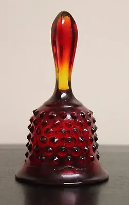 Buy Vintage Fenton Ruby Red Hobnail Bell With Amberina Handle 6  Tall (No Clapper) • 19.28£