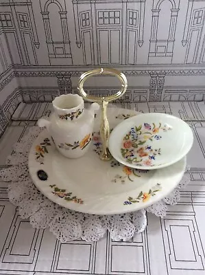 Buy Aynsley Cottage Garden 3 Items.Cake Stand ,Small Posy Vase ,Pin Dish.pre Loved. • 7£