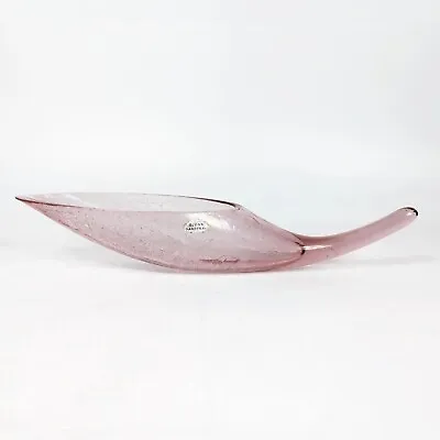 Buy Blenko Rose Pink Crackle Glass Horn Vase 964s Cornucopia Vintage MCM Rare • 338.86£