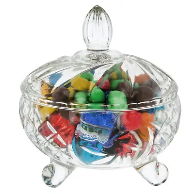 Buy Glass Sweet Bowl Sugar Jar With Lid Candy Container Dish Round Decorative Weding • 6.99£