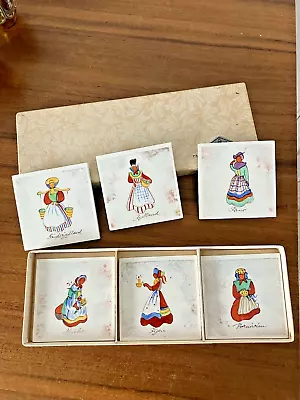 Buy Vintage Denmark Pottery Tiles Decorative National Dress Boxed Hand Painted • 19.99£