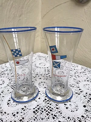 Buy Vintage Drinking Glasses Nautical Flags Sailing Chic Art Deco Style Cocktail • 15£