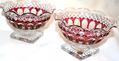 Buy Stunning Pair Of Vintage Hand Made Westmoreland Red Ruby Glass Dishes 1-Labeled! • 21.35£