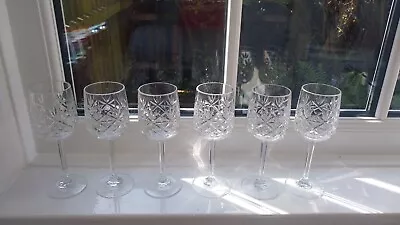 Buy Edinburgh International Crystal Wine Glasses Set Of 6 15.5cm High Signed • 35£