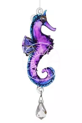 Buy Handmade Fantasy Glass Seahorse Crystal Suncatcher Gift Purple • 16.95£