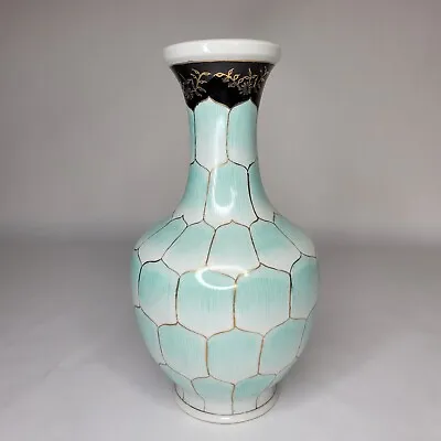 Buy Nora Fenton Design Large Porcelain Lotus Vase Hand Painted Blue Green Gold 12  • 23.67£
