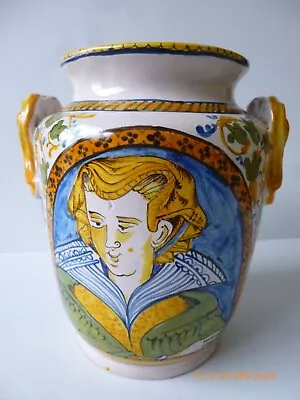 Buy Vintage Style Majolica Ceramic Portrait Vase - Italian Style • 25£