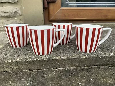 Buy 4 X M&S MARKS AND SPENCER RUBY RED STRIPE MUGS SET Fine China • 19.99£