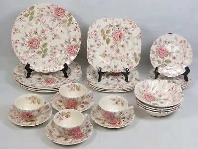 Buy Lot (4) 6 Pc. Place Settings Johnson Brother Plate,Square Salad,Cup,Saucer,Bowl • 133.83£