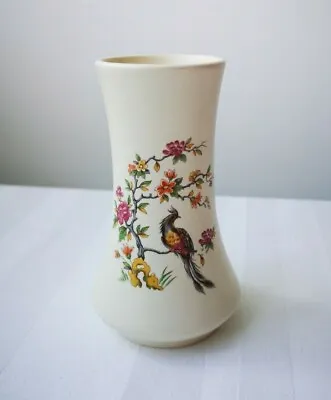 Buy Axe Vale Pottery Devon Small Floral Peacock Vase - 11 Cm 4.5  Tale Kitsch Retro  • 8.99£