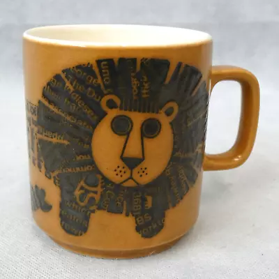Buy Vintage Hornsea Pottery John Clappison Leo Lion Newsprint Orange Mug 1975 (Bec) • 11£