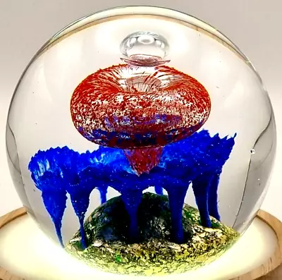 Buy ATOMIC PAPERWEIGHT Abstract Golden Azure Mushroom Fire Cloud VINTAGE RARE VG+++ • 24.99£