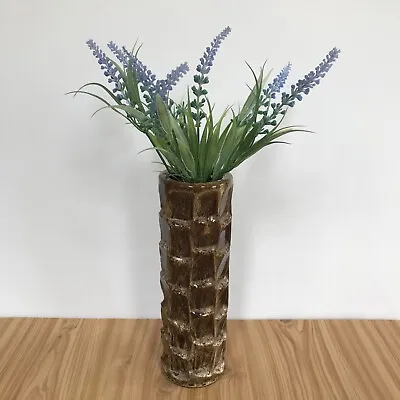 Buy Studio Pottery Column Vase Honeycomb Drip Glaze  9  Tall Square Ridged Design • 13.95£