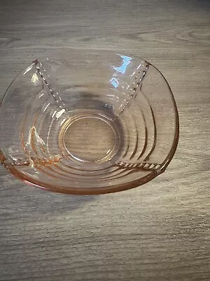 Buy Small Pink Peach Glass Bowl Antique Art Deco • 5£