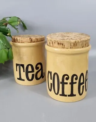 Buy Vintage TG Green Granville Storage Jar Set Of Two Tea Coffee Cork Lids • 17.99£