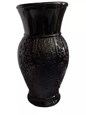 Buy Vintage L.E. Smith Black Amethyst Embossed Glass Vase • 19.30£