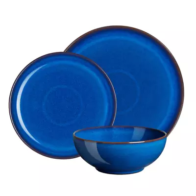 Buy Denby Imperial Blue Coupe 12 Piece Dinner Tableware Set 10 Year Guarantee • 145£