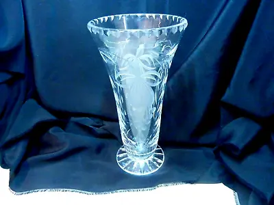 Buy Lovely Trumpet Shaped Vintage Etched Royal Brierley Crystal Vase • 12.99£