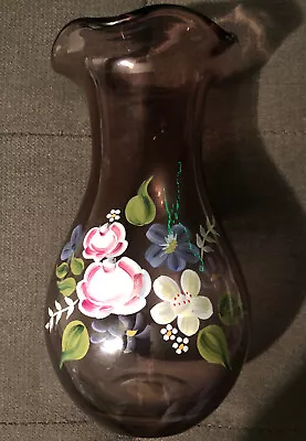 Buy Vtg Fenton For Teleflora Amethyst Hand Blown Hand Painted Ruffle Top Vase 8  • 28.82£