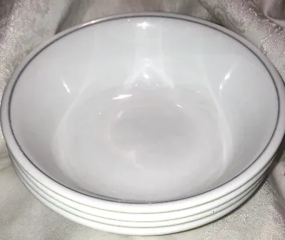 Buy Corelle White With Thin Gray/Blue Stripe Soup Cereal Bowls 6 1/4  Lot Of 4 • 17.06£