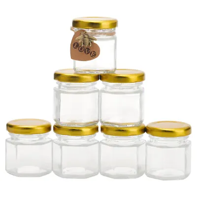 Buy 20pcs/Set 45ML Small Glass Honey Jam Jars Airtight Hexagonal Mini Pots With Lids • 11.94£