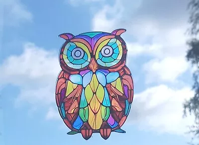 Buy Owl Stained Glass Effect Static Cling Window Film Sticker Bird Gift Mirror • 9.99£