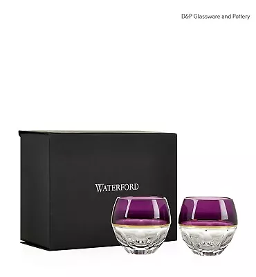 Buy Waterford Crystal Elysian Amethyst ROCKS Set Of Two Glasses By Jo Sampson • 199£