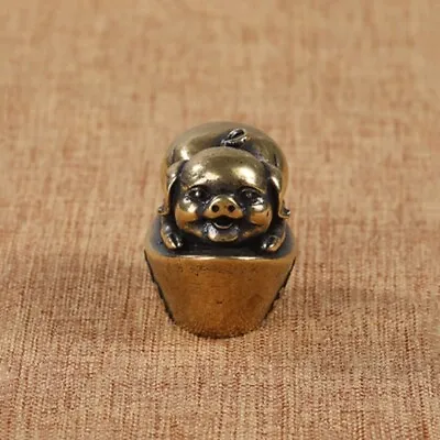 Buy Mini Chinese Brass Animal Pig Figurine Wealth Money Yuanbao Statue Ornament • 7.19£
