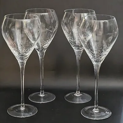 Buy Pier 1 Reflections Crackle Wine Glasses Water Goblets 9¾ H Clear Hand-blown  • 71.13£