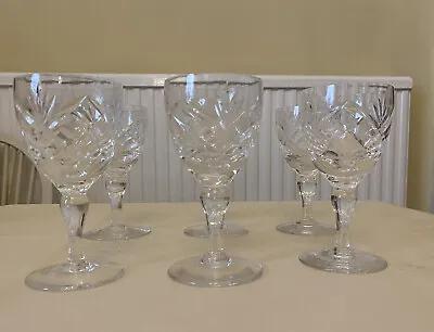 Buy Vintage Royal Brierley Braemar Cut Glass  Lead Crystal Wine Glass X6 Signed 13cm • 49£