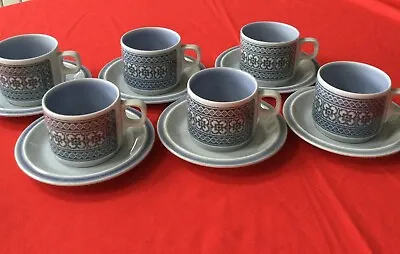 Buy Hornsea Pottery Tapestry Teacups & Saucers 1970's Good Condition. Set Of 6. • 10£