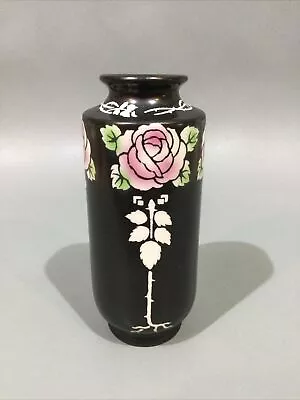 Buy Shelley Art Deco Black Floral Vase • 8.95£