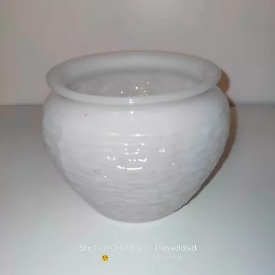 Buy Vintage NATIONAL POTTERY Ribbed White Milk Glass Bowl Planter Vase 4 1/2  X 6  • 48.15£