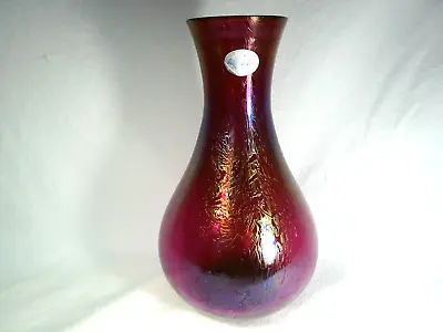Buy Vintage Royal Brierley Studio Art Glass Favrile Crackle Finish Vase Signed • 45£