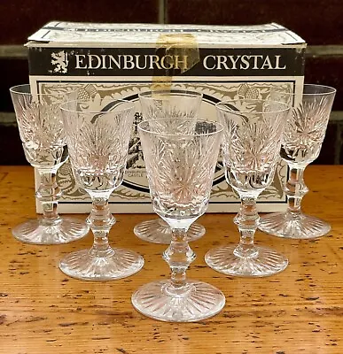 Buy Vintage 1977 Edinburgh Crystal “Star Of Edinburgh” 6 X Liqueur Glasses • 45£