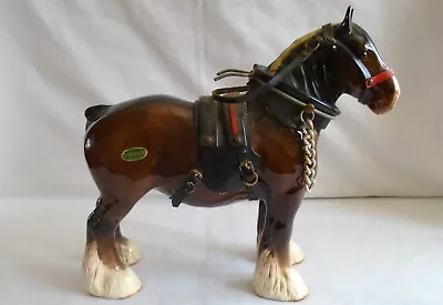 Buy Beswick Brown Bay Shire Mare Horse With Partial Harness Model 818 Vgc With Label • 29.99£