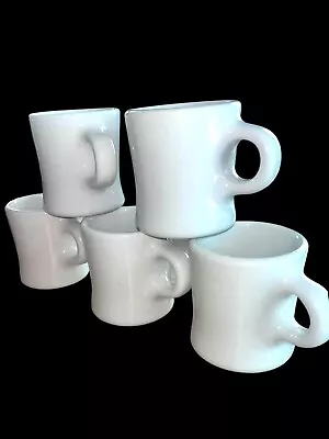 Buy Hall Restaurant Dinnerware Ironstone Coffee Tea Mugs  White Heavy Set Of Five • 45.36£
