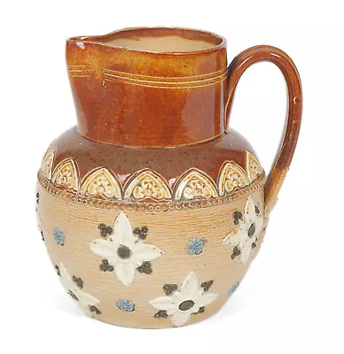 Buy Antique Doulton Lambeth Stoneware Jug With Two Tone With Flowers C1900 • 49.99£