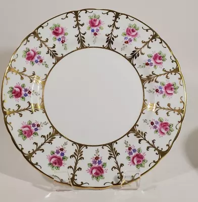 Buy English Tuscan Bone China Hand Painted Pink Rose Gilt Cabinet/ Dessert Plate • 26.06£