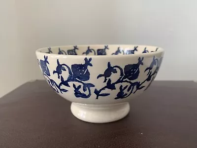 Buy Rare Early Emma BRIDGEWATER Pottery - BLUE POMEGRANATE - Bowl - 1989 • 39.99£