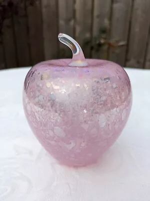 Buy Vintage John Ditchfield Iridescent Pink Hand Blown Glass Apple 13 Cms • 25£