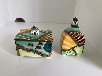 Buy Handmade Studio Pottery Trinket Box And Bottle Julia Waters Newport Wales • 12£