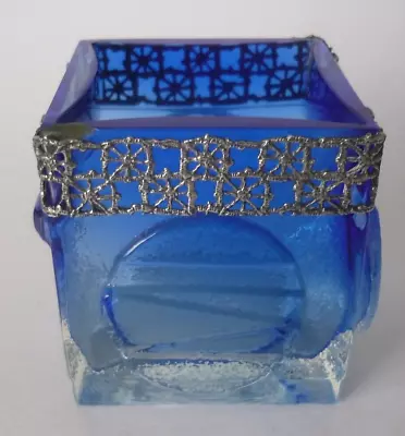 Buy 1970 Pentti Sarpaneva For Turin Hopea Blue Art Glass Vase 830 Silver Lace Collar • 65£