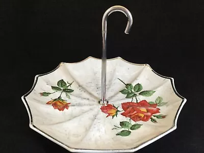 Buy MIDWINTER Stylecraft “Fashion Shape” Umbrella Cake/Snack Plate Rose Design 1959 • 19£
