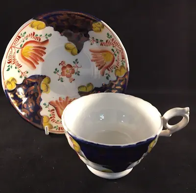 Buy Antique Welsh Gaudy Patten Hand Painted Tea Cup & Saucer C1850 (8 Available) • 14.99£