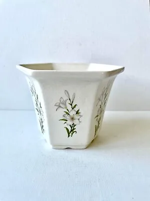 Buy Royal Winton Pottery Planter, Plant Pot, Lily Motif, 6 Sided, 10cm X 12.5cm • 12.40£