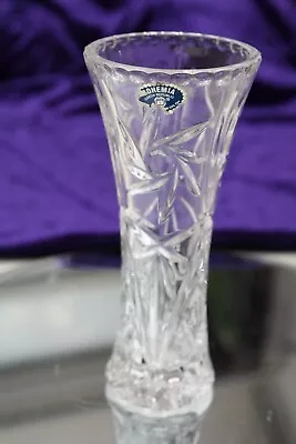 Buy BOHEMIA LEAD CRYSTAL CLEAR GLASS BUD VASE 15cm TALL FLOWERS • 6£