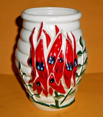 Buy Diana  Australian Pottery Vase Art Deco Red &black Flowers • 36.66£