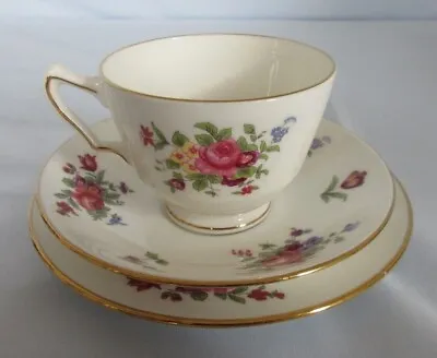 Buy Crown Staffordshire Trio Fine Bone China Cup Saucer & Side Plate Floral Pattern • 18.30£
